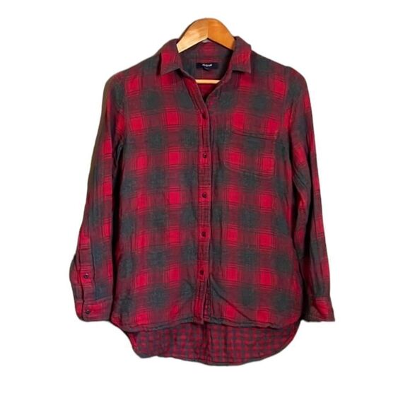 Madewell red plaid button down shirt with pockets! - Picture 1 of 14